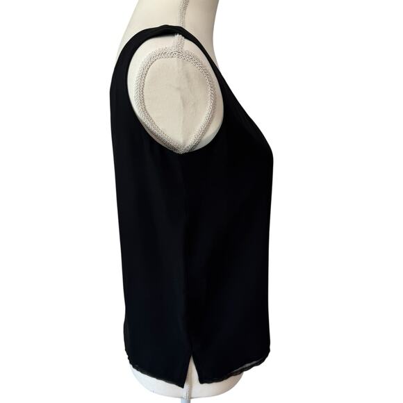 Vintage NITELINE DELLA ROUFOGALI Top Womens 4 Black Tank Chiffon Overlay Dressy - Picture 3 of 11